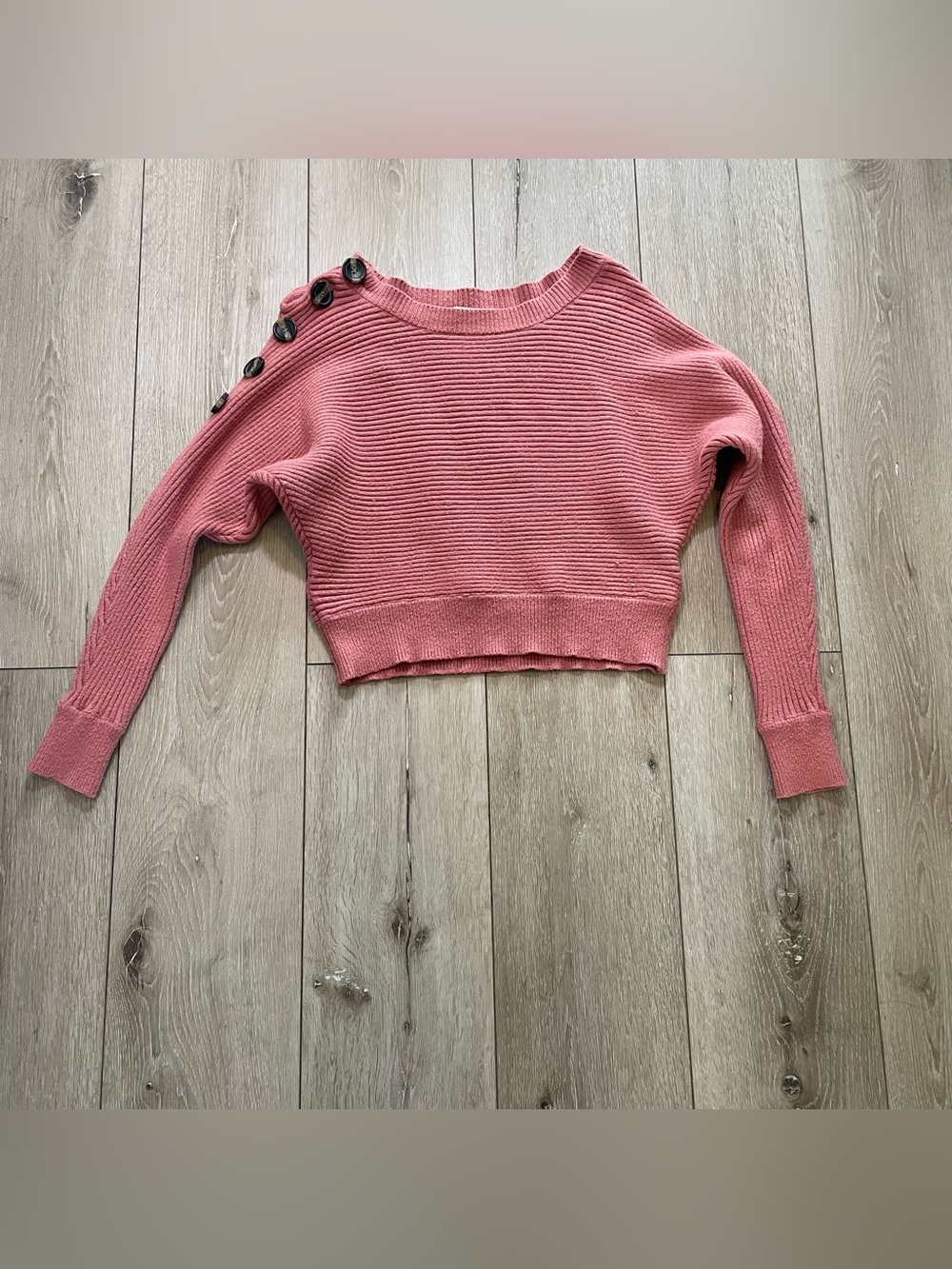 Poof Apparel Dusty Rose Crop Sweater Coquette Balletcore Sz S Pullover